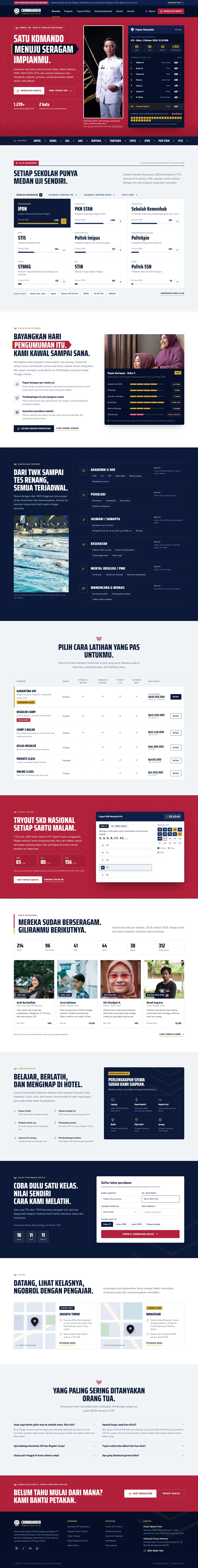 Mockup halaman beranda dari konsep desain bimbel sekolah kedinasan, tampilan desktop