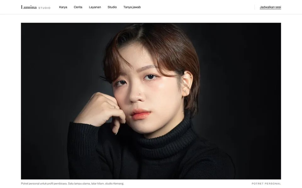 Paro atas demo landing page Lumina Studio, studio fotografi