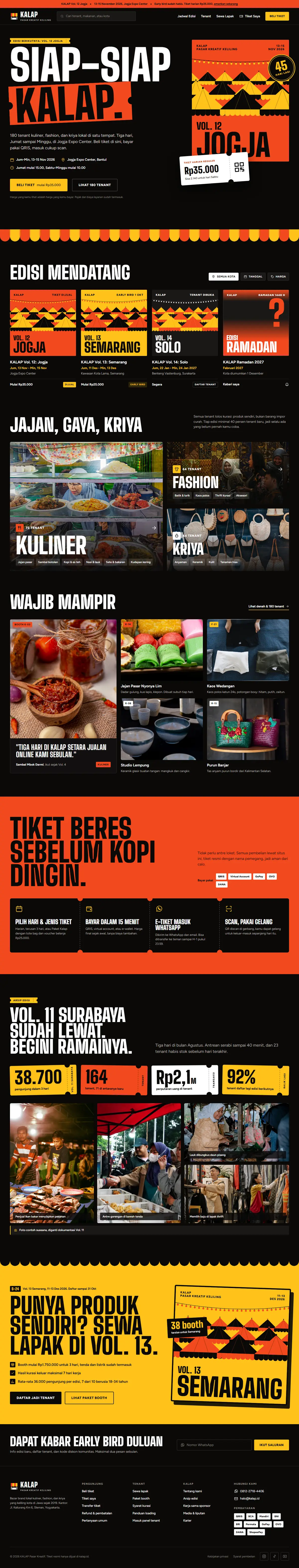 Mockup halaman beranda dari konsep desain sistem tiket bazar, tampilan desktop